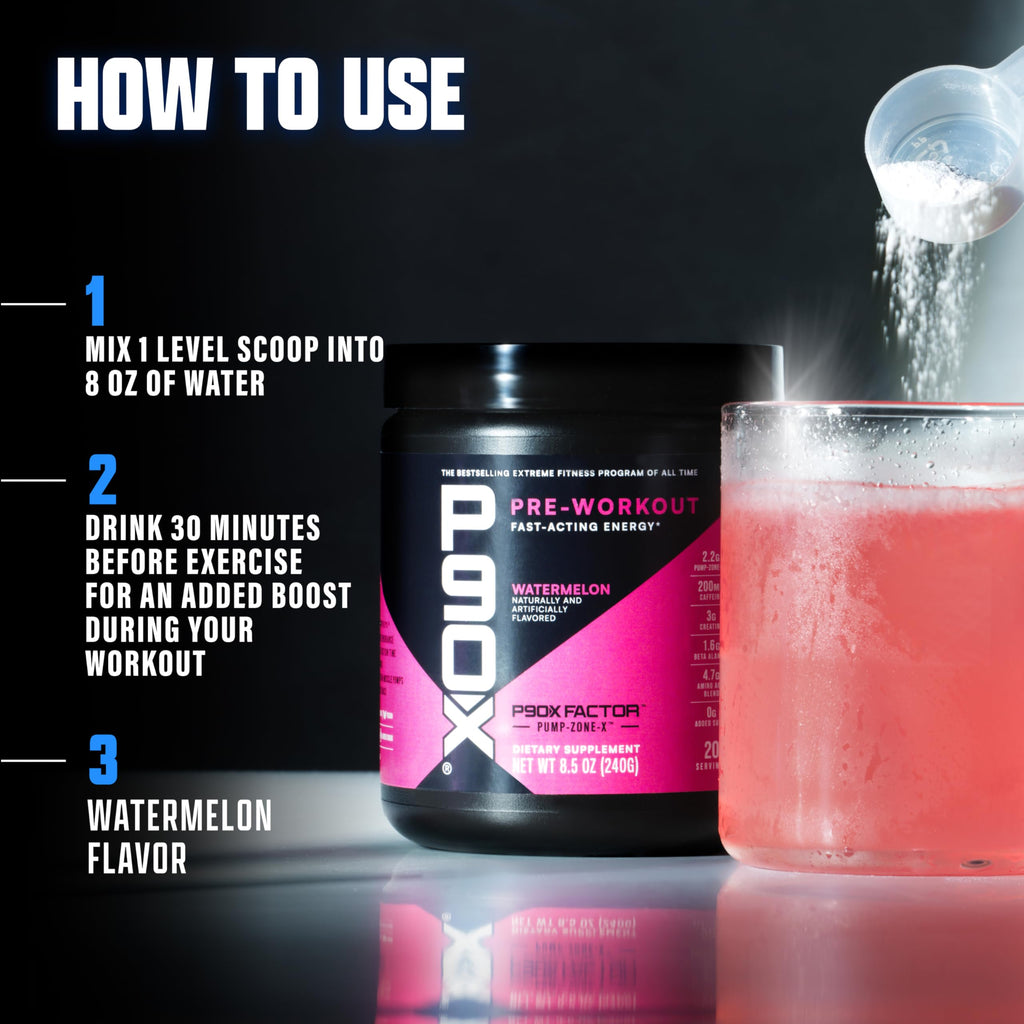 Pre-Workout Powder with Caffeine, Creatine, Beta-Alanine, BCAAs, 20 Servings Watermelon Y3299