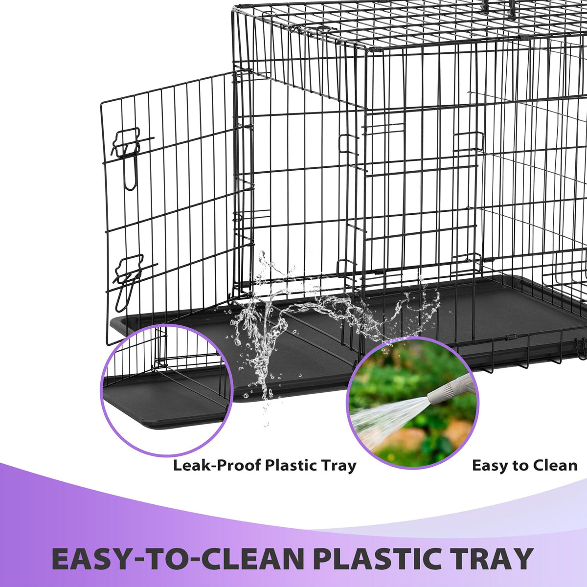 Black Foldable Metal Dog Crate L5004