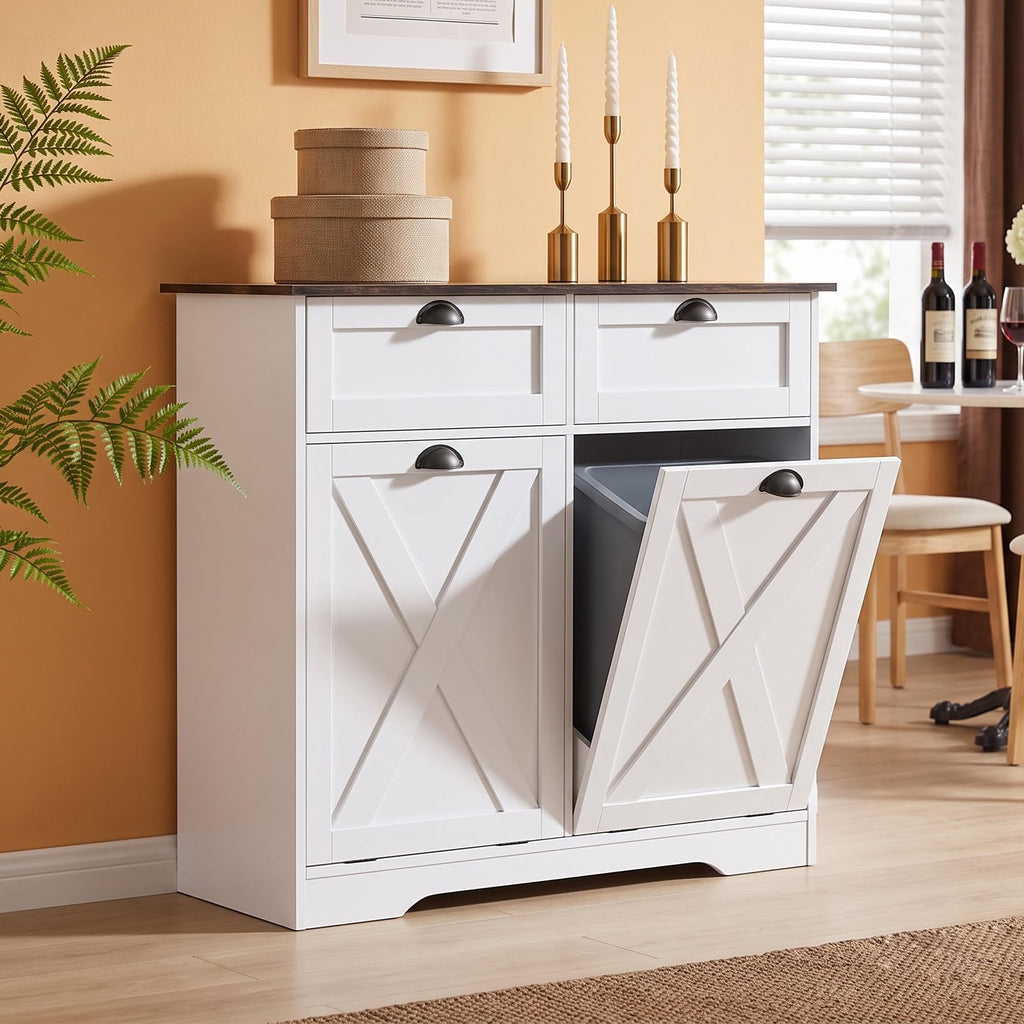 White Tilt Out Trash Cabinet F720139