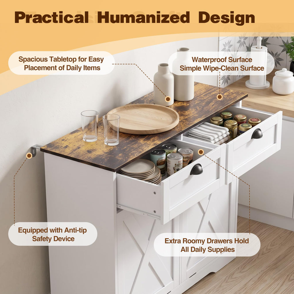 White Tilt Out Trash Cabinet F720139