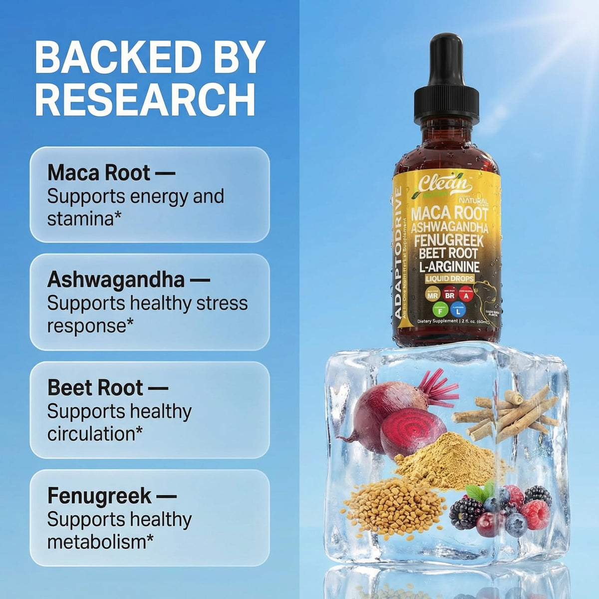 Organic Maca Root Liquid Drops with Ashwagandha and Fenugreek C966436
