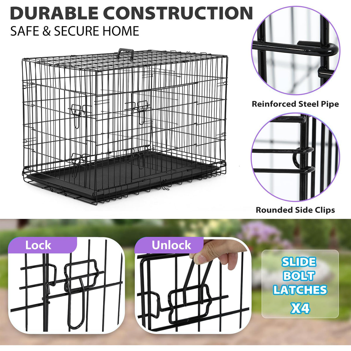Black Foldable Metal Dog Crate L5004
