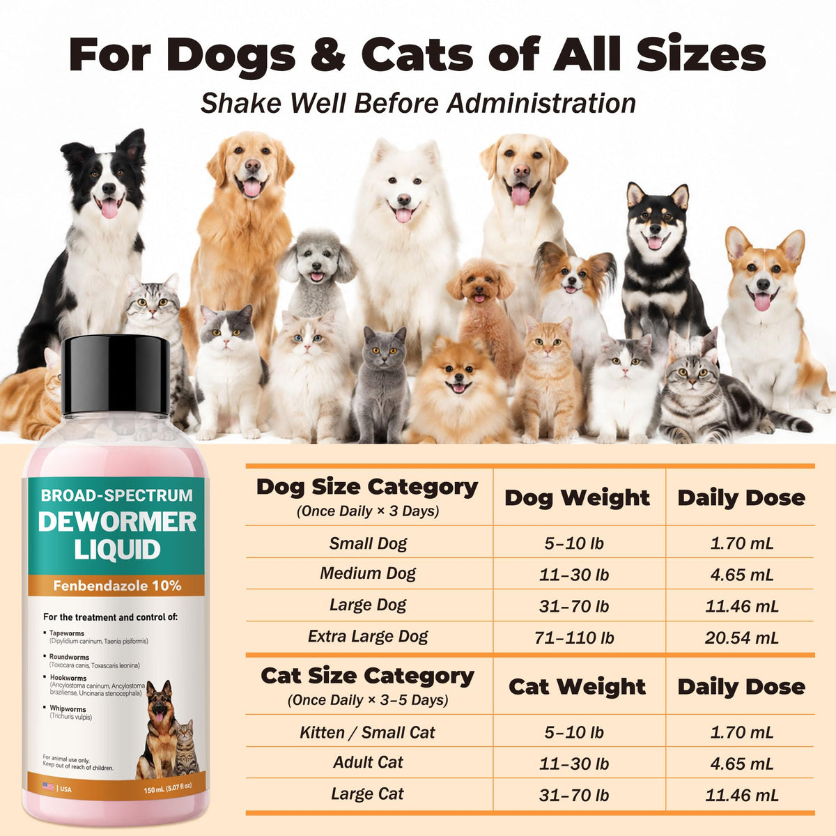 Fenbendazole Liquid 10% Dewormer 150ml Z1420