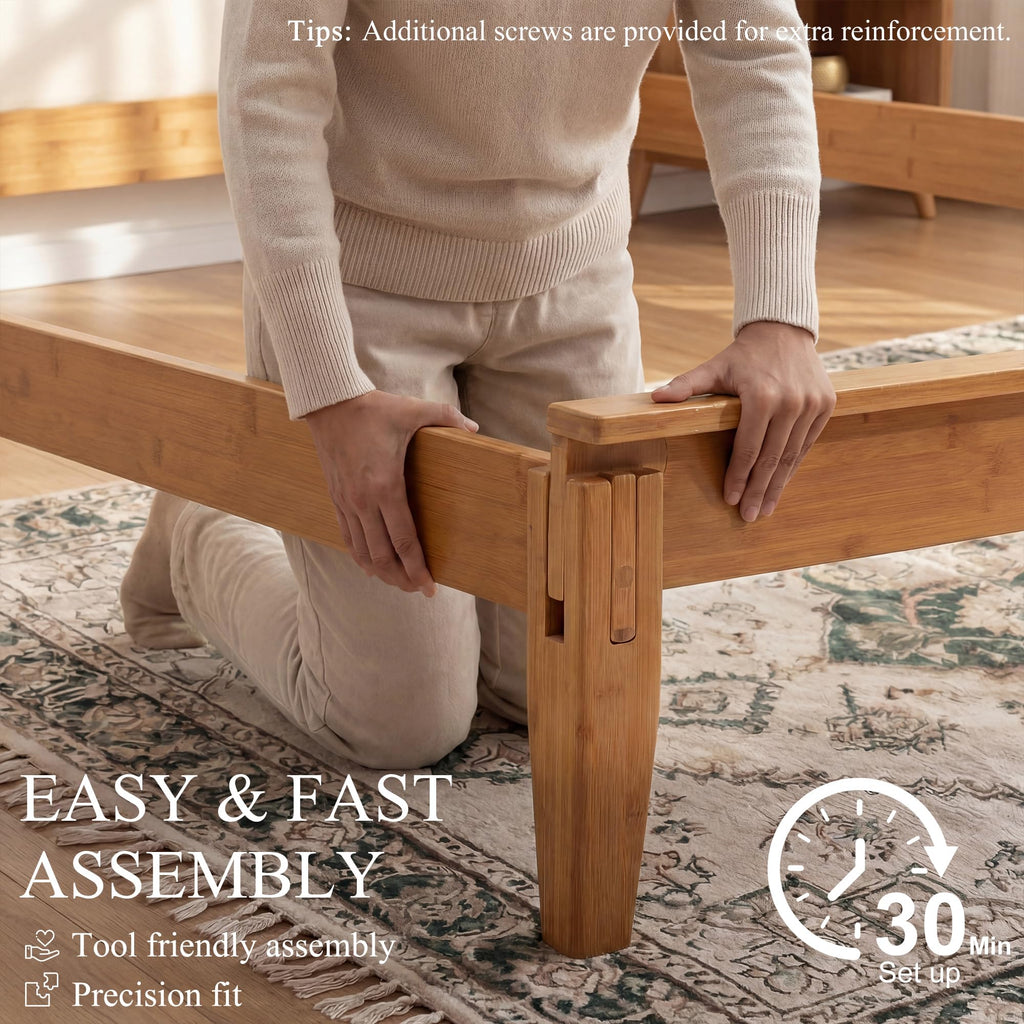 Solid Bamboo Queen Size Bed Frame with Headboard D725