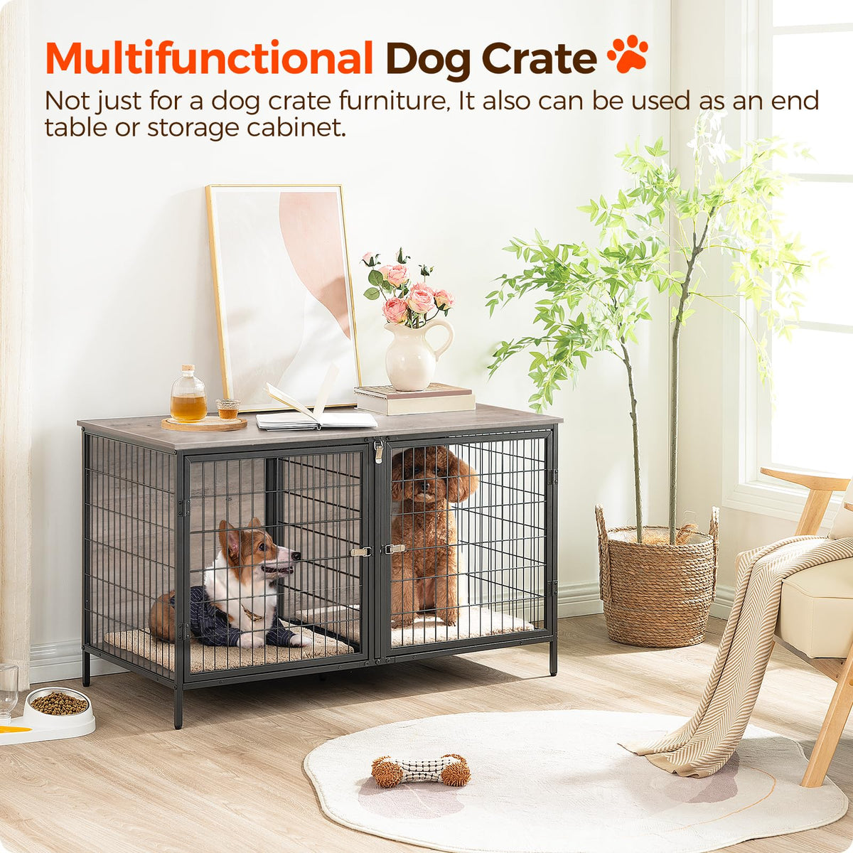 Greige Dog Crate Furniture G507958