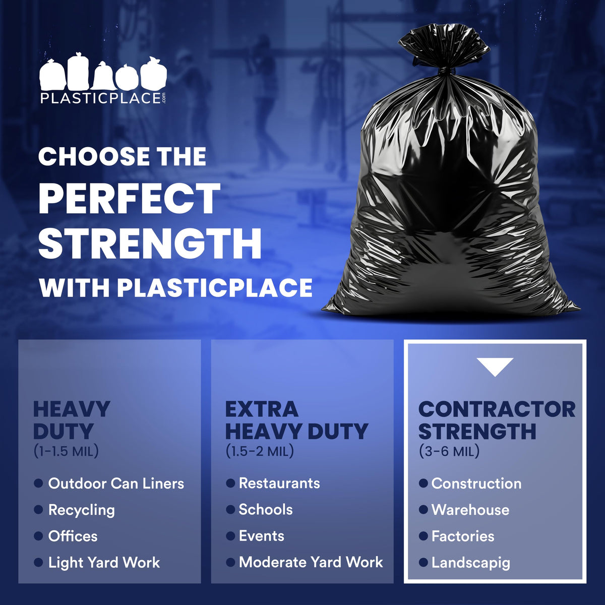 42 Gallon Black Heavy Duty Trash Bags 25 Count P1088