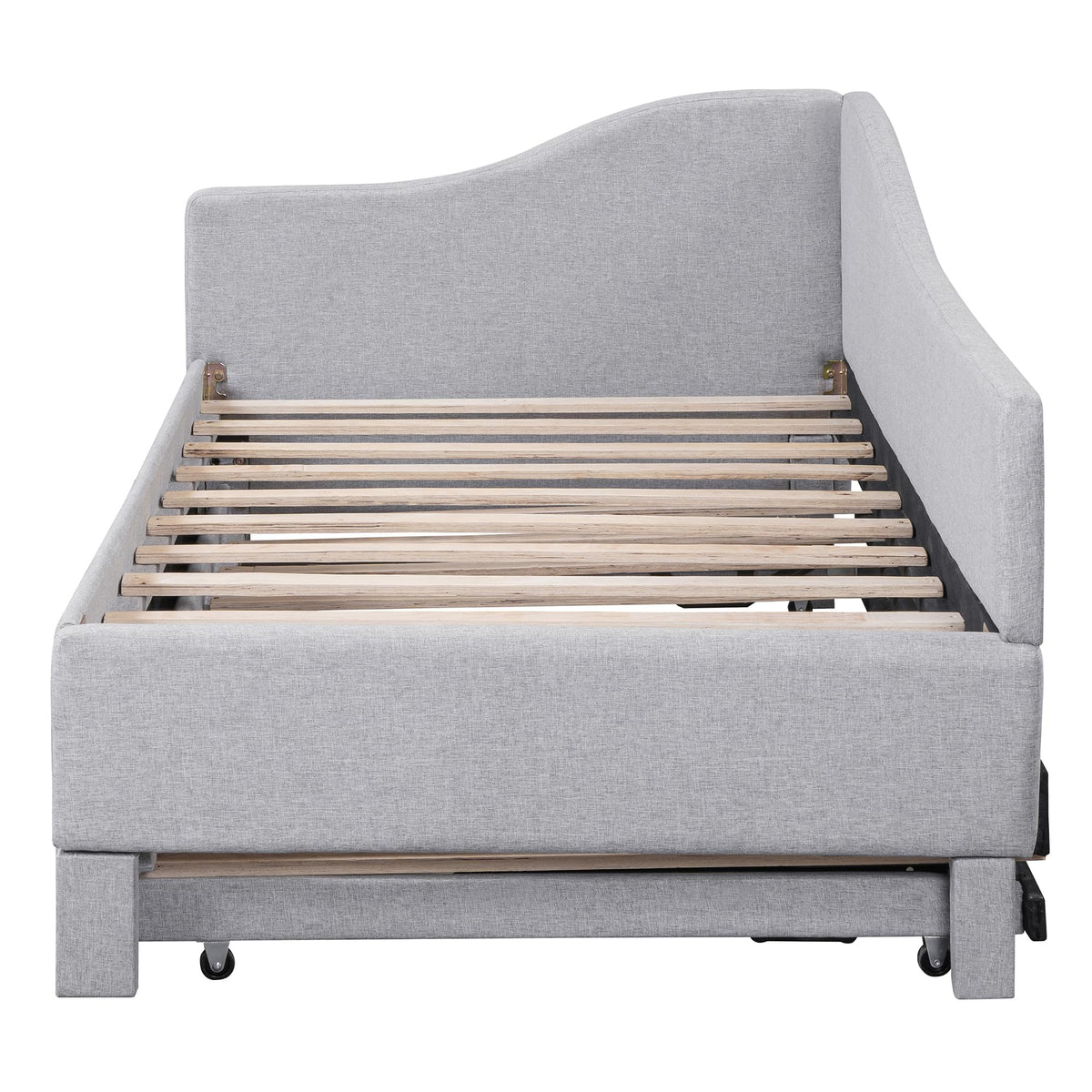 Twin Size Linen Extendable Upholstered Daybed with Pop Up Trundle U252