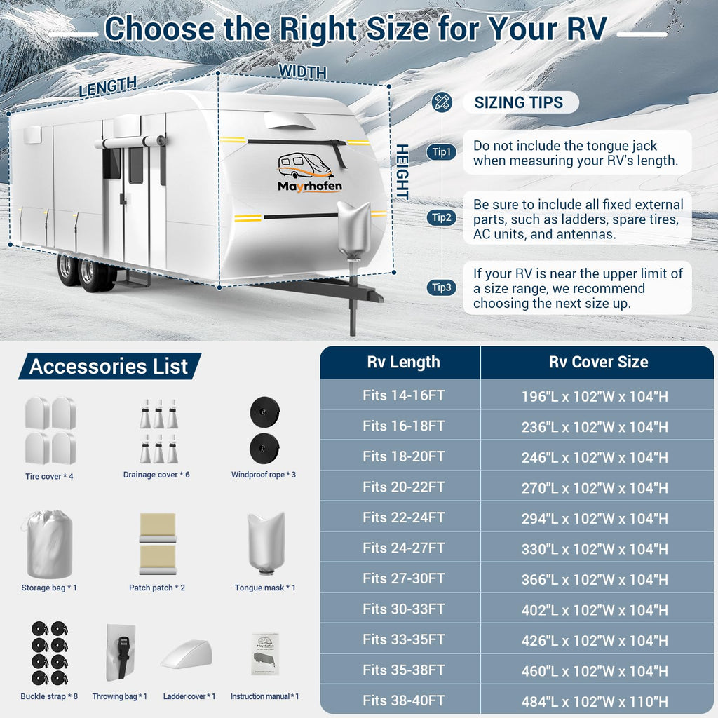 14-16ft 6 Layers 600D Oxford Waterproof RV Cover E149