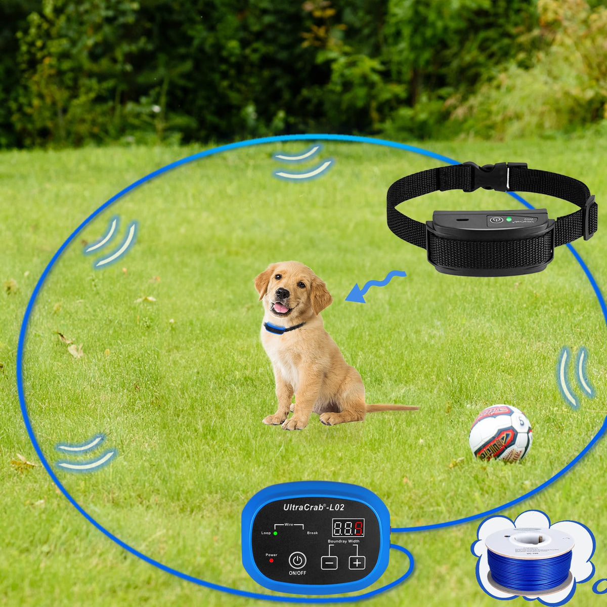 In-Ground Electric Dog Fence System with Waterproof Training Collar B119564