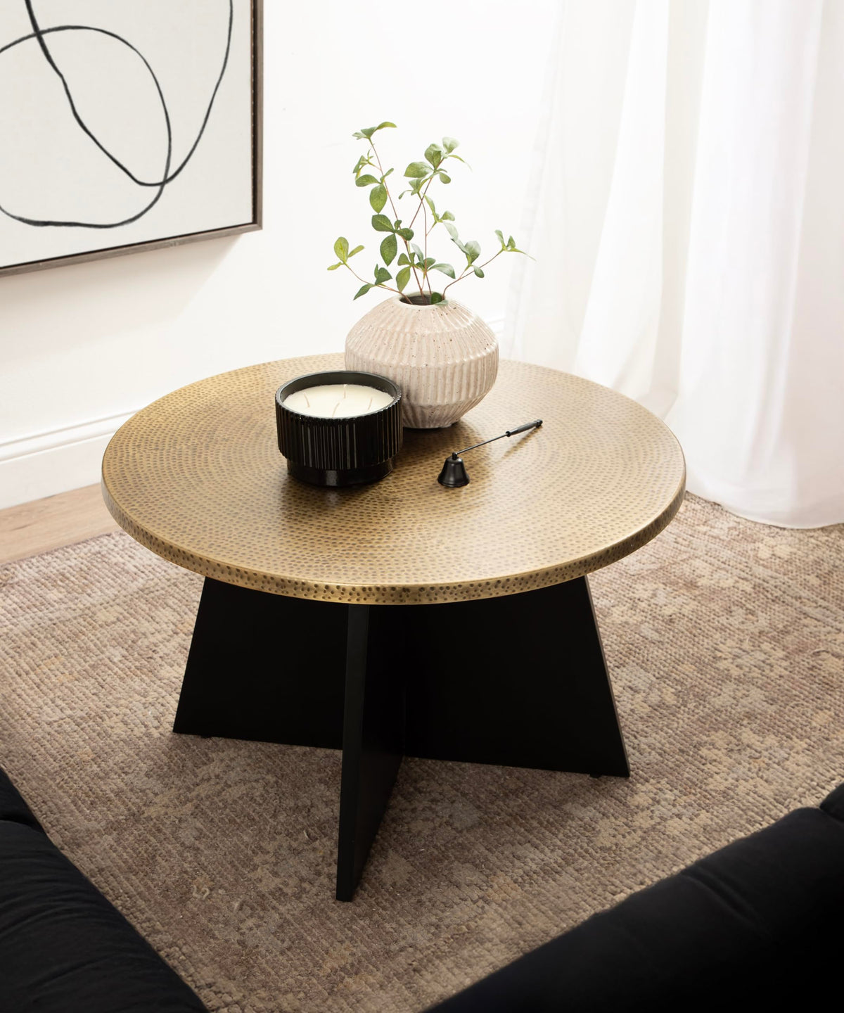 Round Hammered Metal Coffee Table D2994