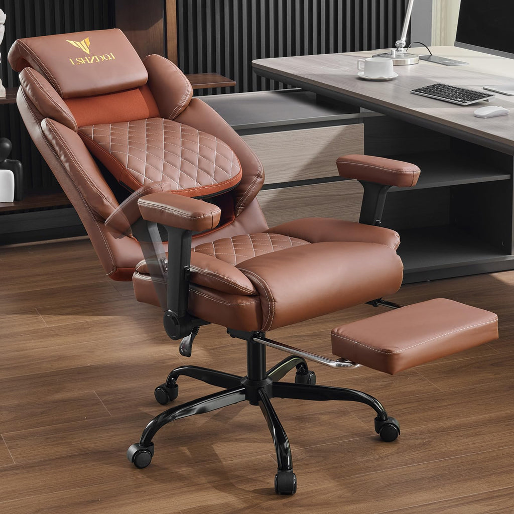 Big Tall Office Chair with Footrest Brown C321742