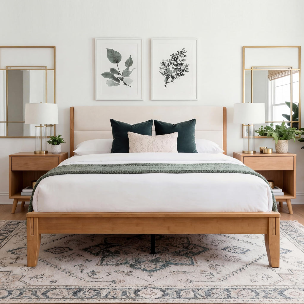 Solid Bamboo Queen Size Bed Frame with Headboard D725