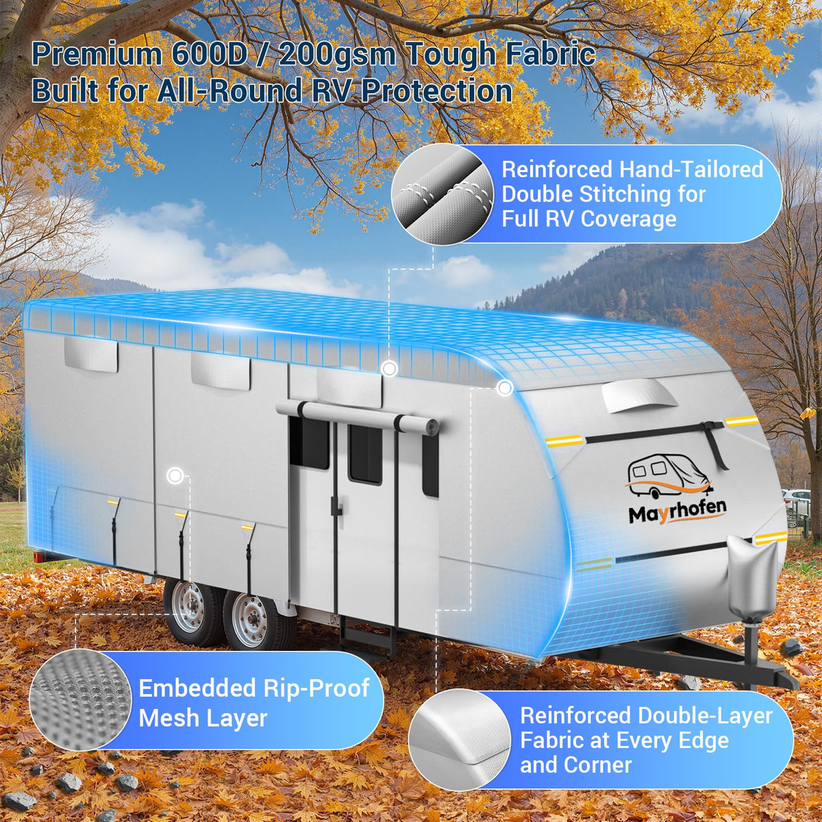 14-16ft 6 Layers 600D Oxford Waterproof RV Cover E149