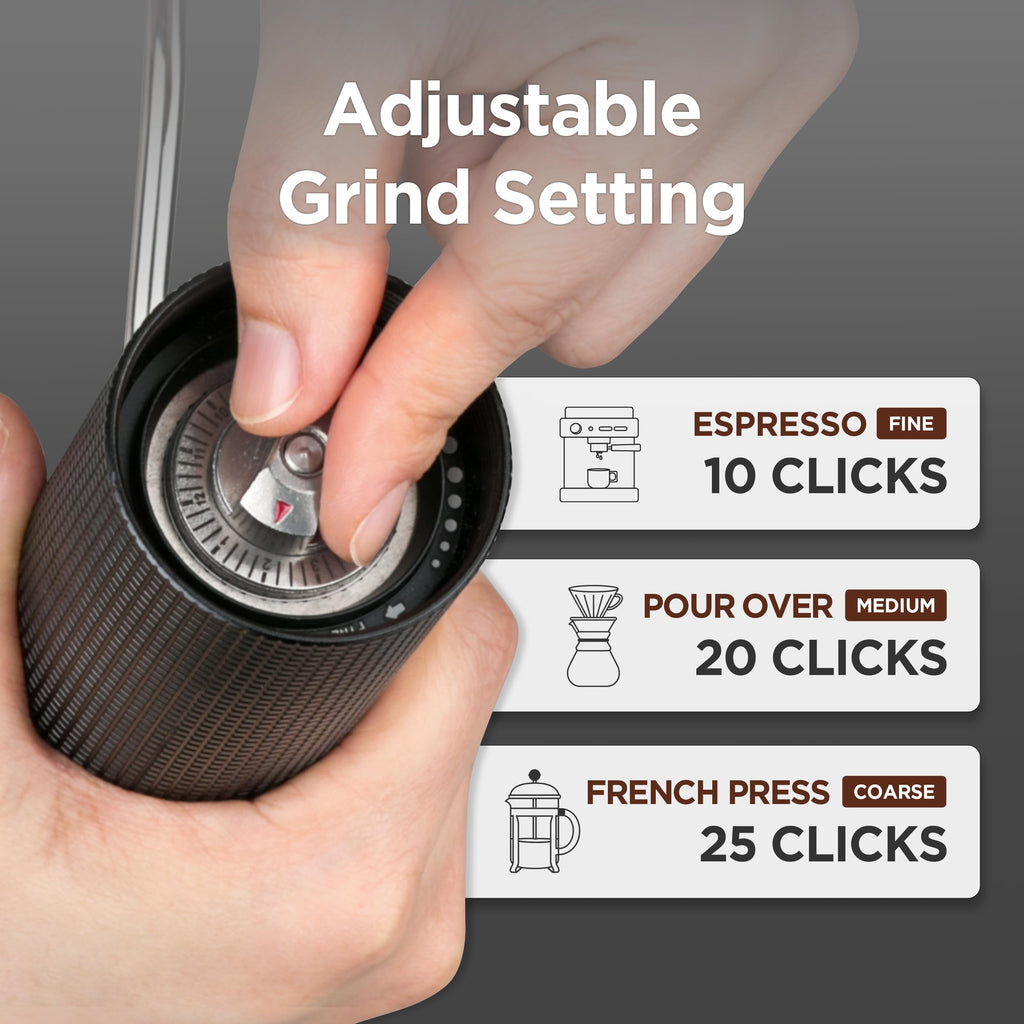 Manual Coffee Grinder Stainless Steel Conical Burr Adjustable Setting I8184