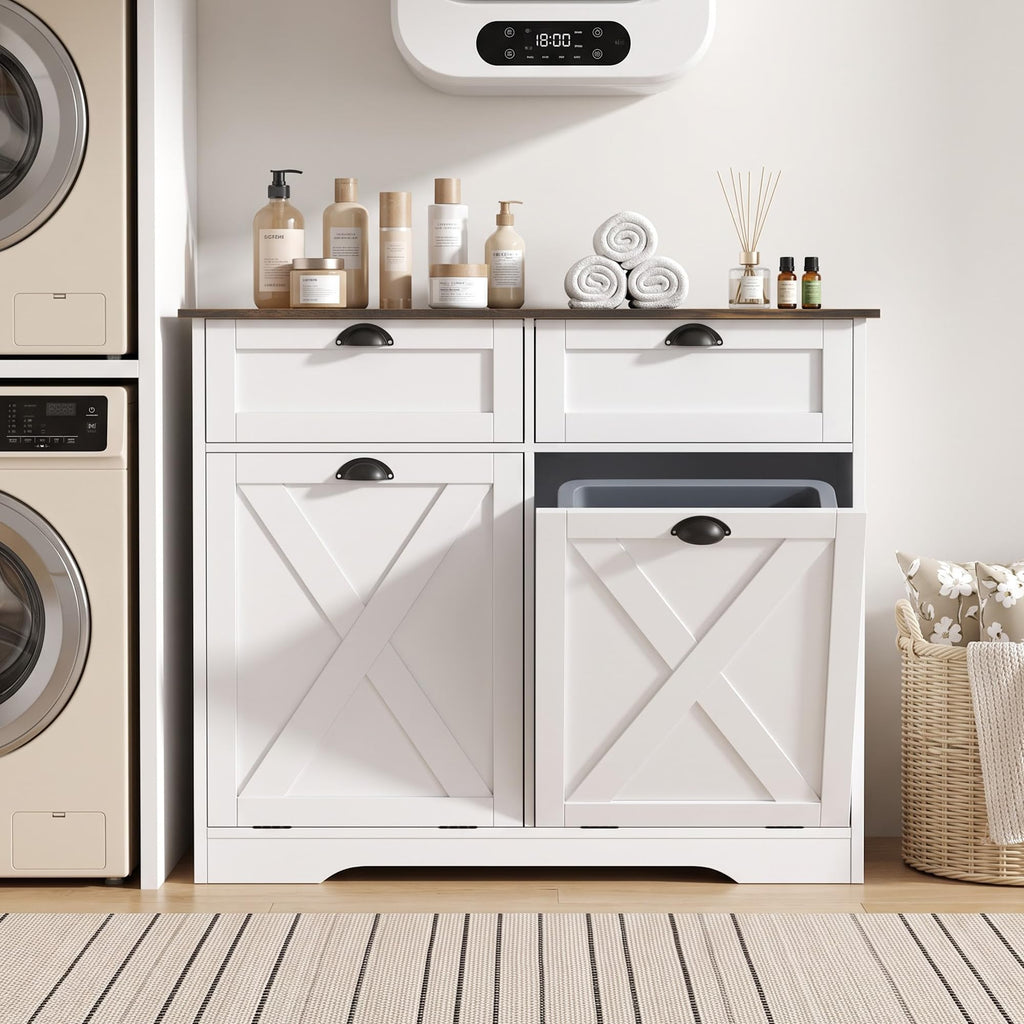 White Tilt Out Trash Cabinet F720139