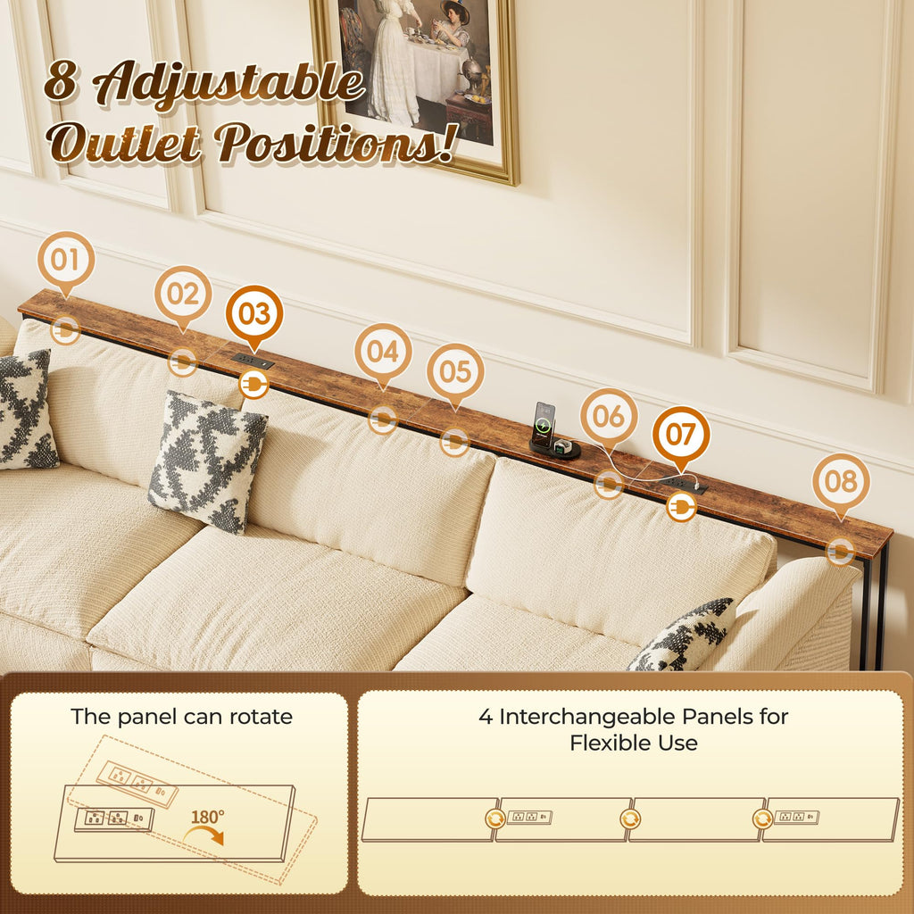 118 Inch Sofa Table with Power Outlets Y3650