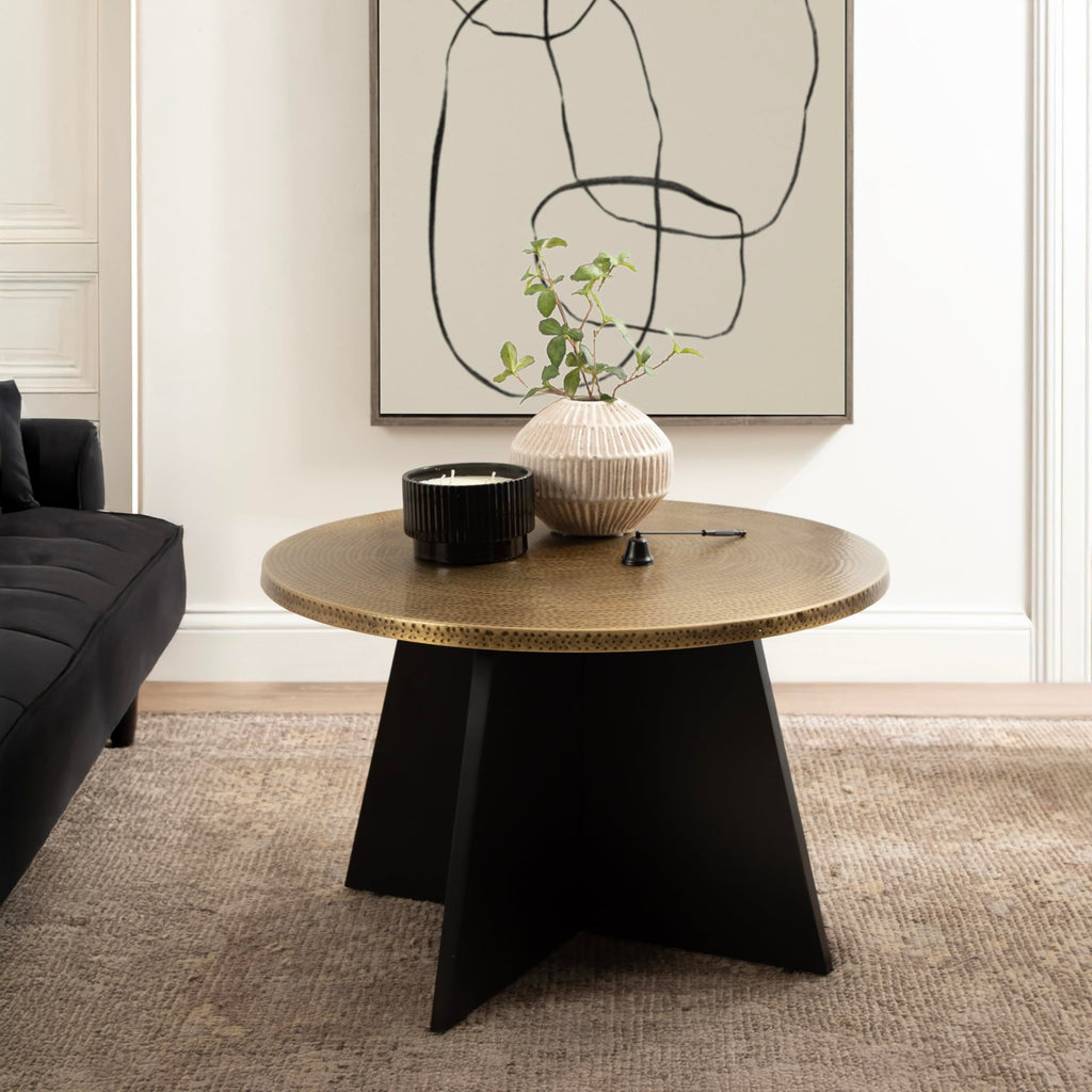 Round Hammered Metal Coffee Table D2994