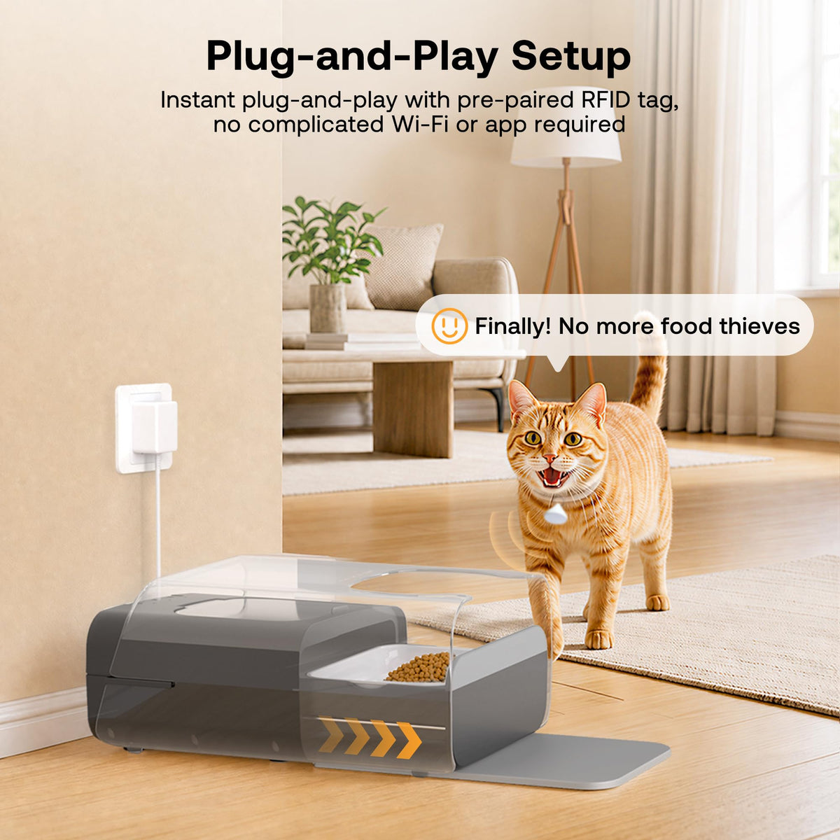 Automatic Cat Feeder with RFID Collar Sensor, Black E482729