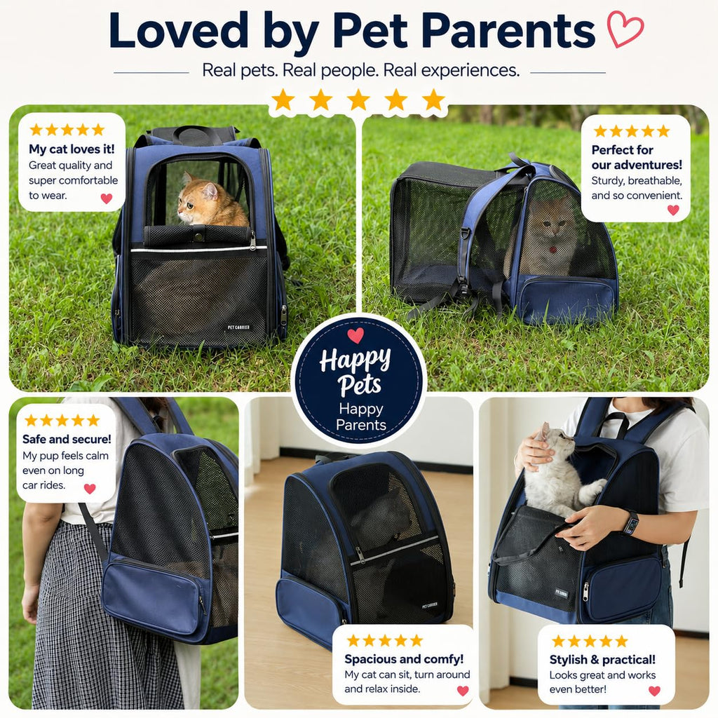 Blue Expandable Cat Carrier Backpack V8355
