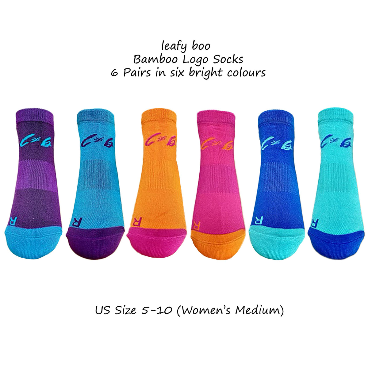 Bamboo Low Cut Running Socks for Women, Size 5-10, Pack of 6 Pairs Z4178