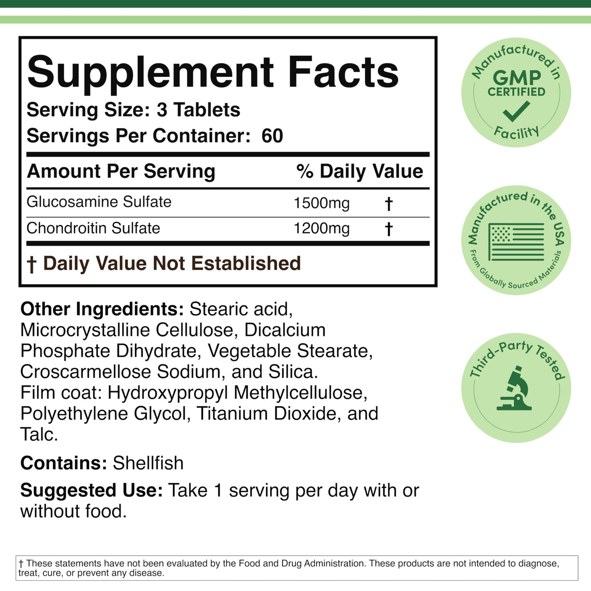 Glucosamine Chondroitin Sulfate 180 Tablets C53079