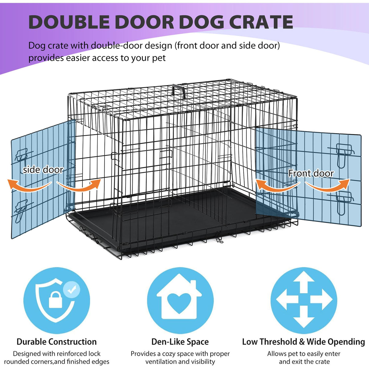 Black Foldable Metal Dog Crate L5004