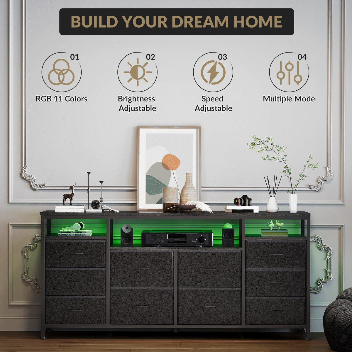 Dresser TV Stand with LED Lights G116332