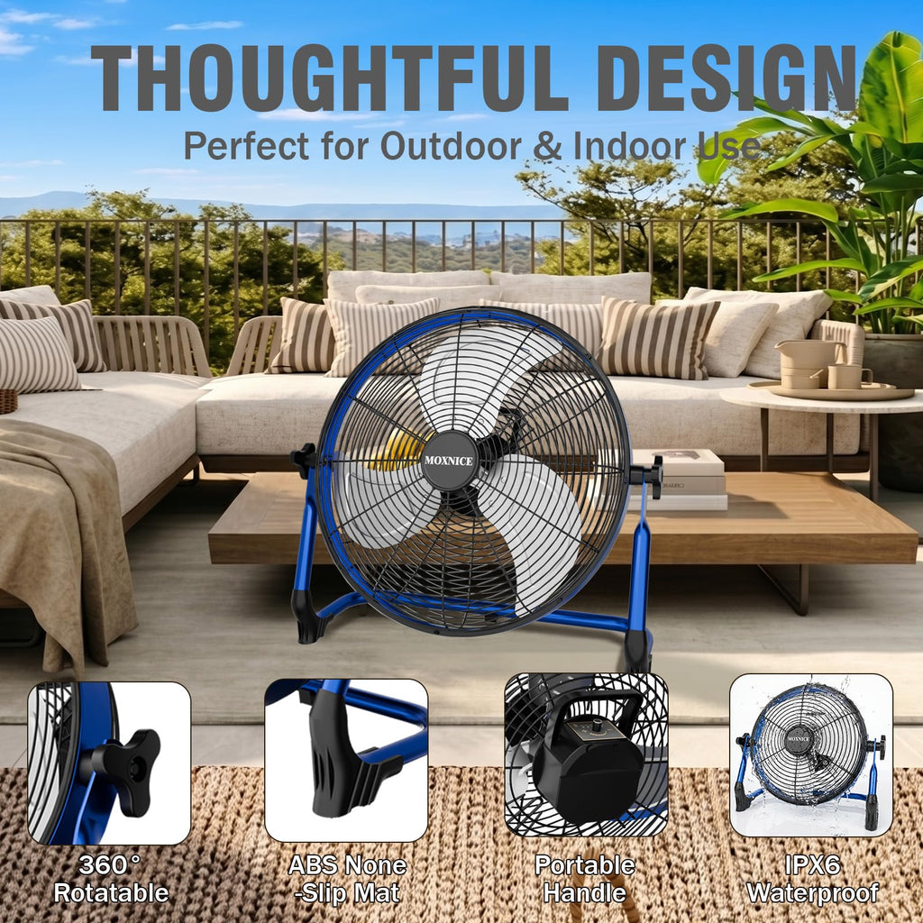 20" Portable Rechargeable Battery Operated Floor Fan U280879