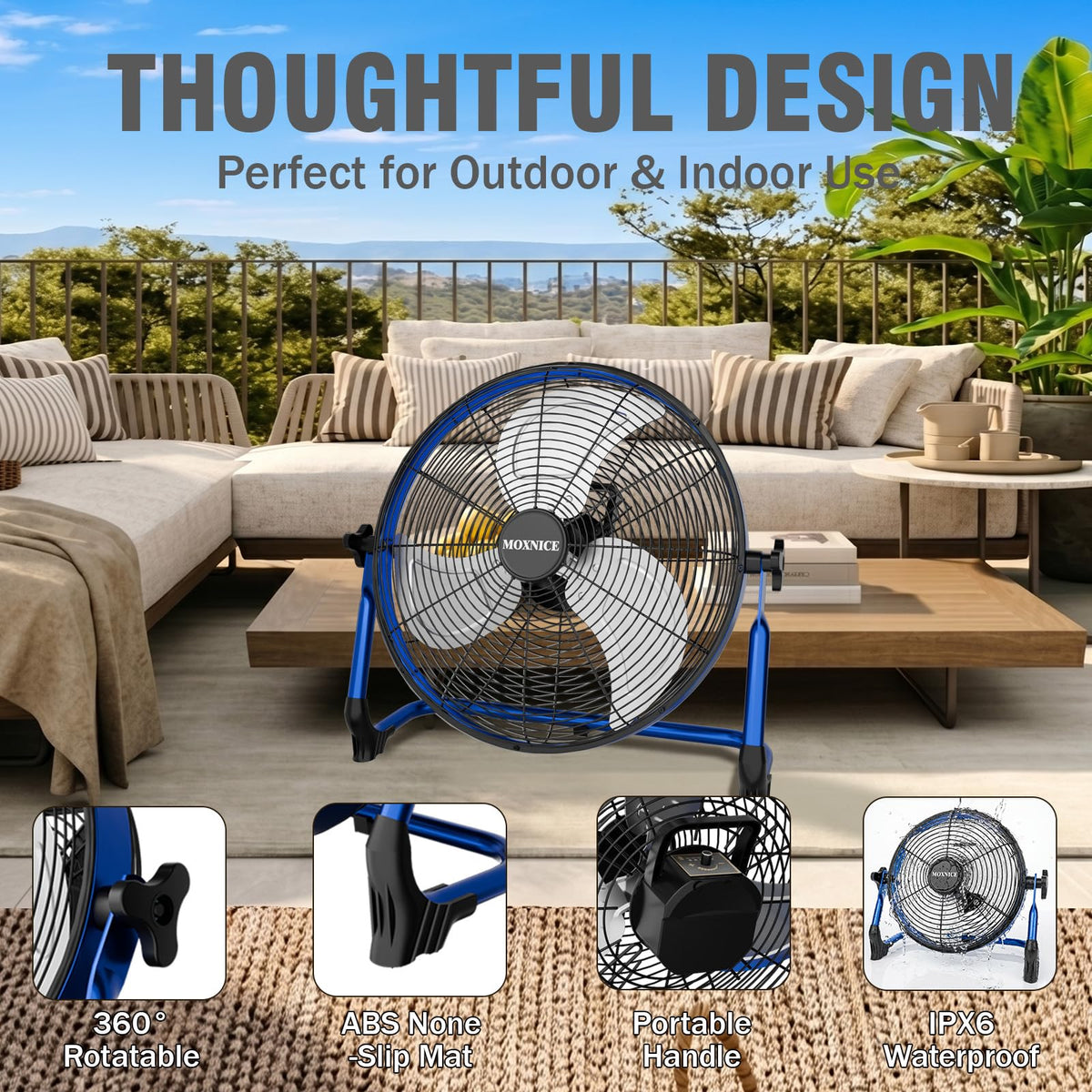 20" Portable Rechargeable Battery Operated Floor Fan U280879