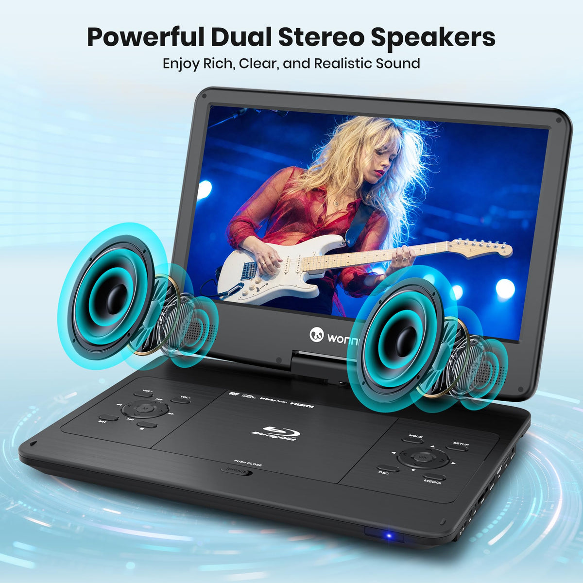 16.9" Portable Blu Ray Player with 14.1" 1080P Swivel Screen A163873