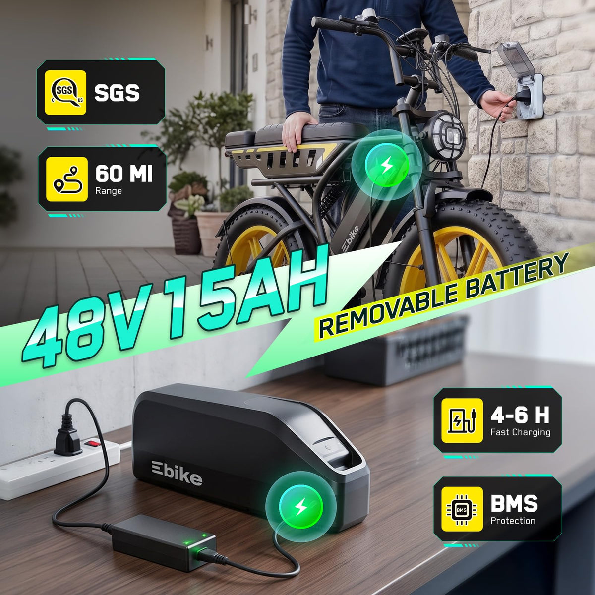 48V 2000W Peak Motor 20 * 4.0 Fat Tire Electric Bike X7302