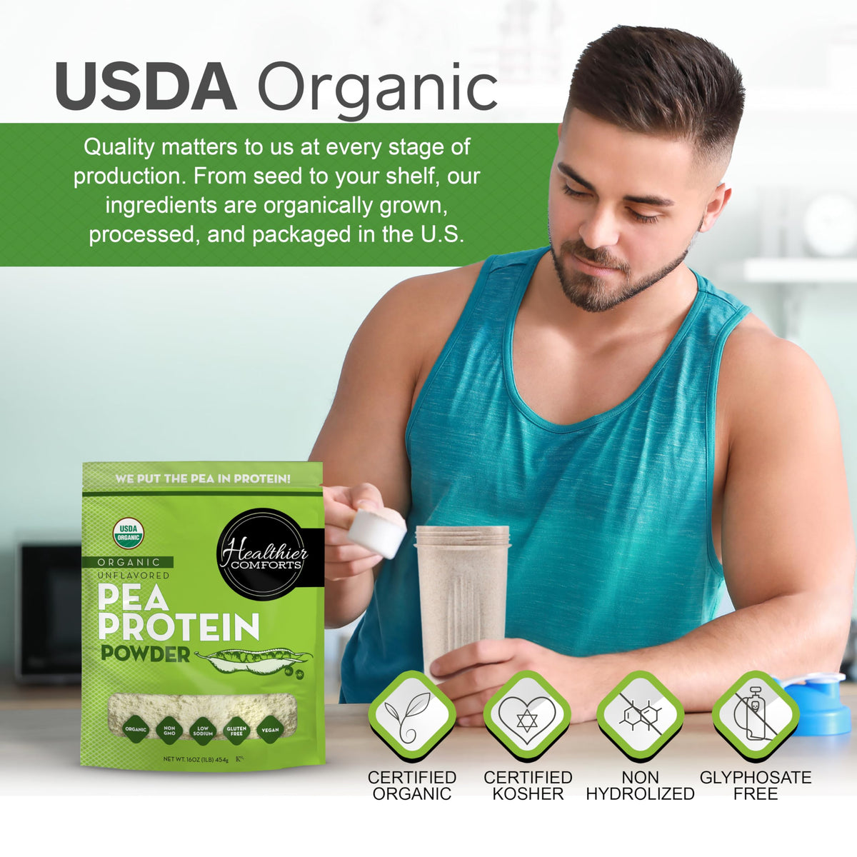 Organic Unflavored Pea Protein Powder 1 lb Q926