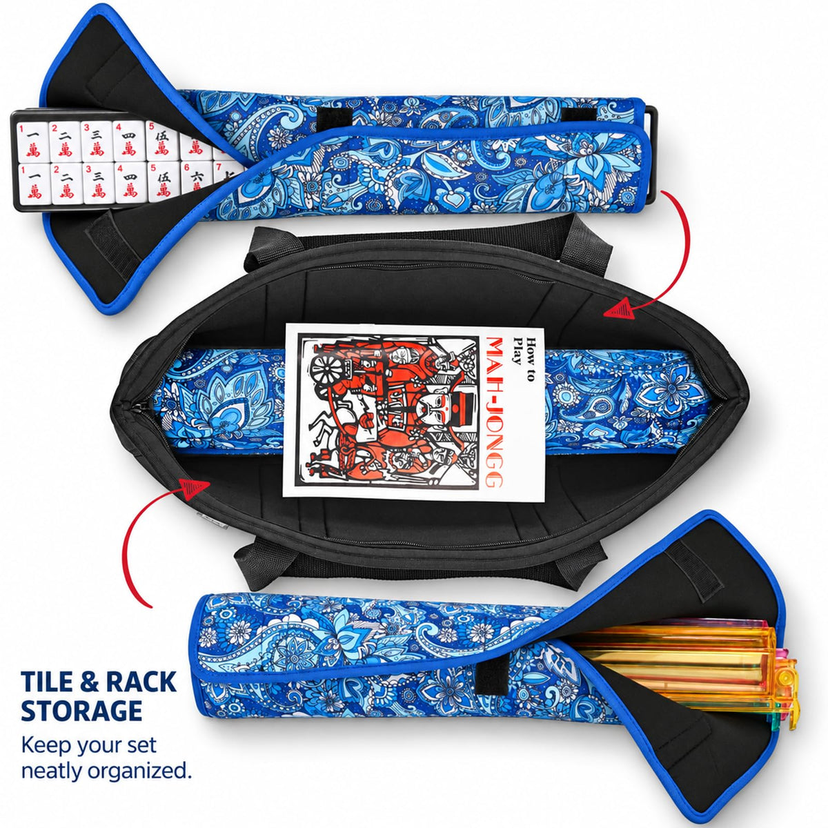 American Mahjong Set with 4 Rack Pushers & Carry Bag T9604