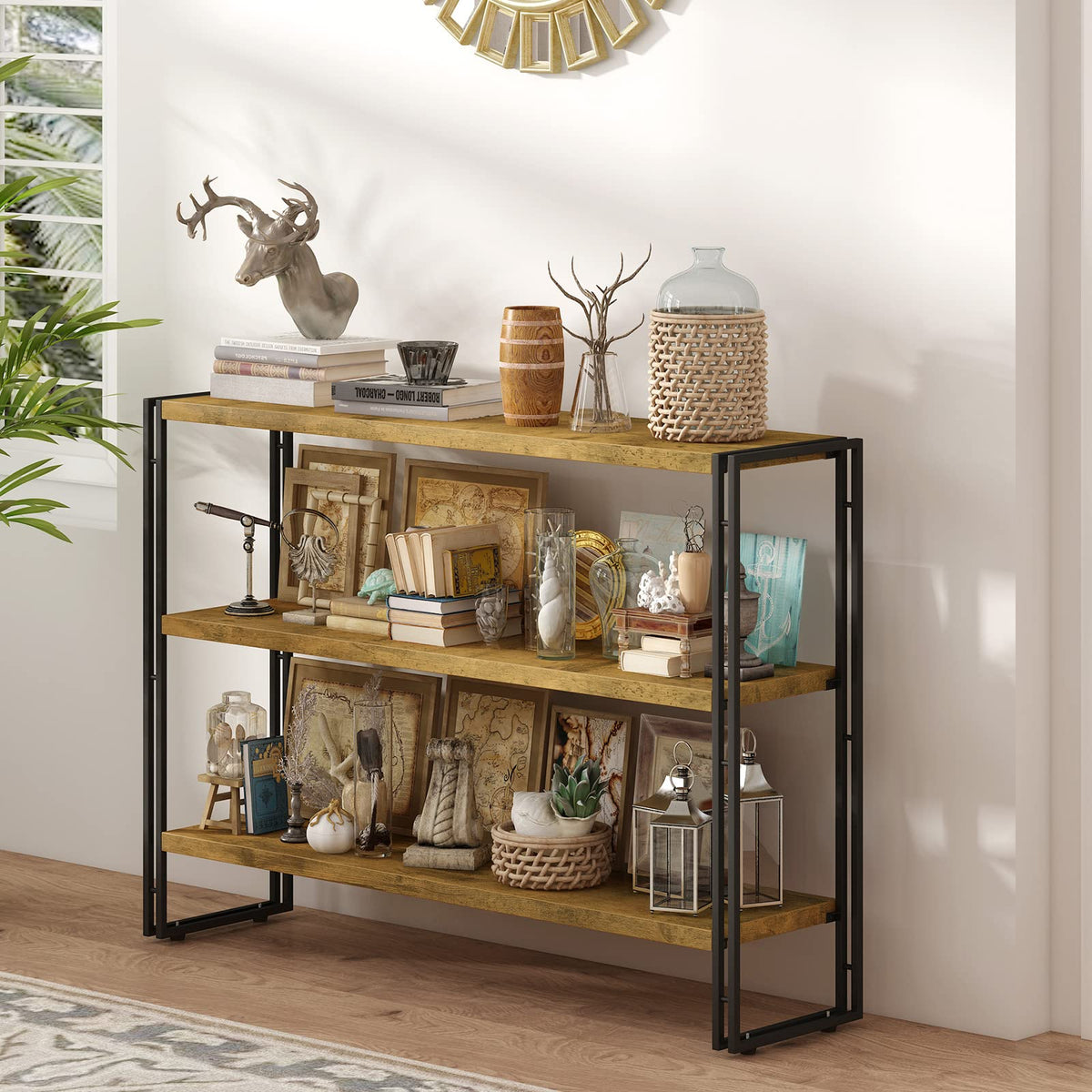 3-Tier Wood and Metal Bookshelf M842423