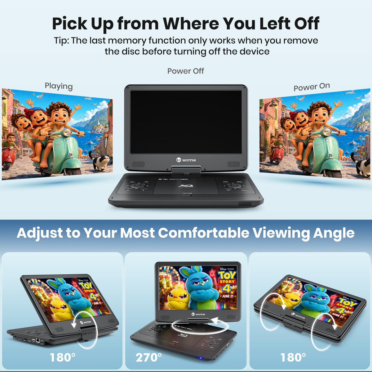 16.9" Portable Blu Ray Player with 14.1" 1080P Swivel Screen A163873