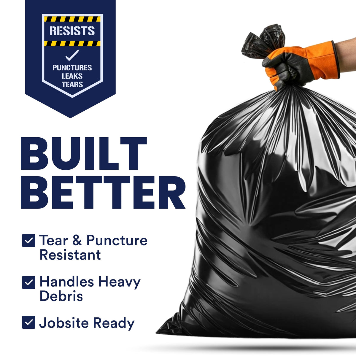 42 Gallon Black Heavy Duty Trash Bags 25 Count P1088