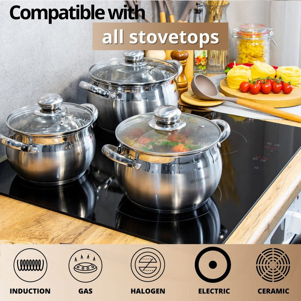 6.5 Quart Stainless Steel Stock Pot with Glass Lid E5507