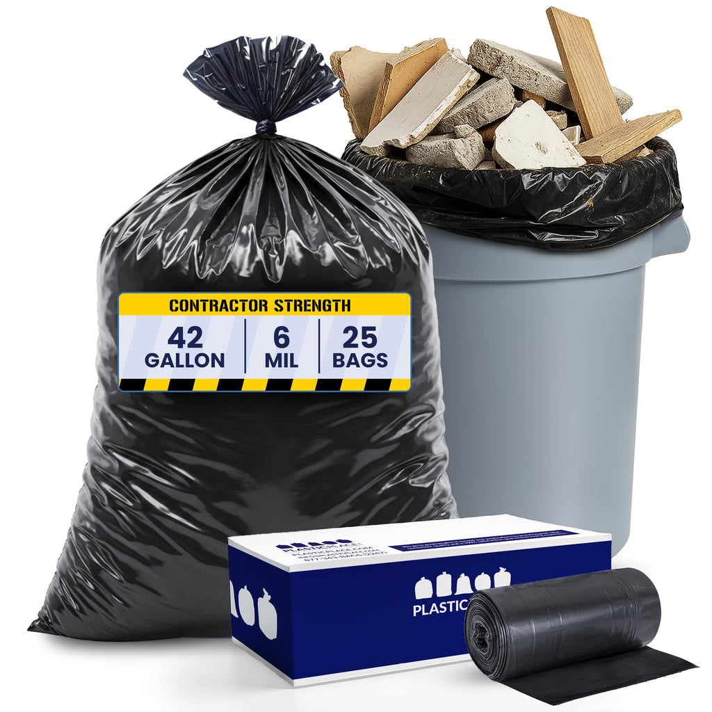 42 Gallon Black Heavy Duty Trash Bags 25 Count P1088