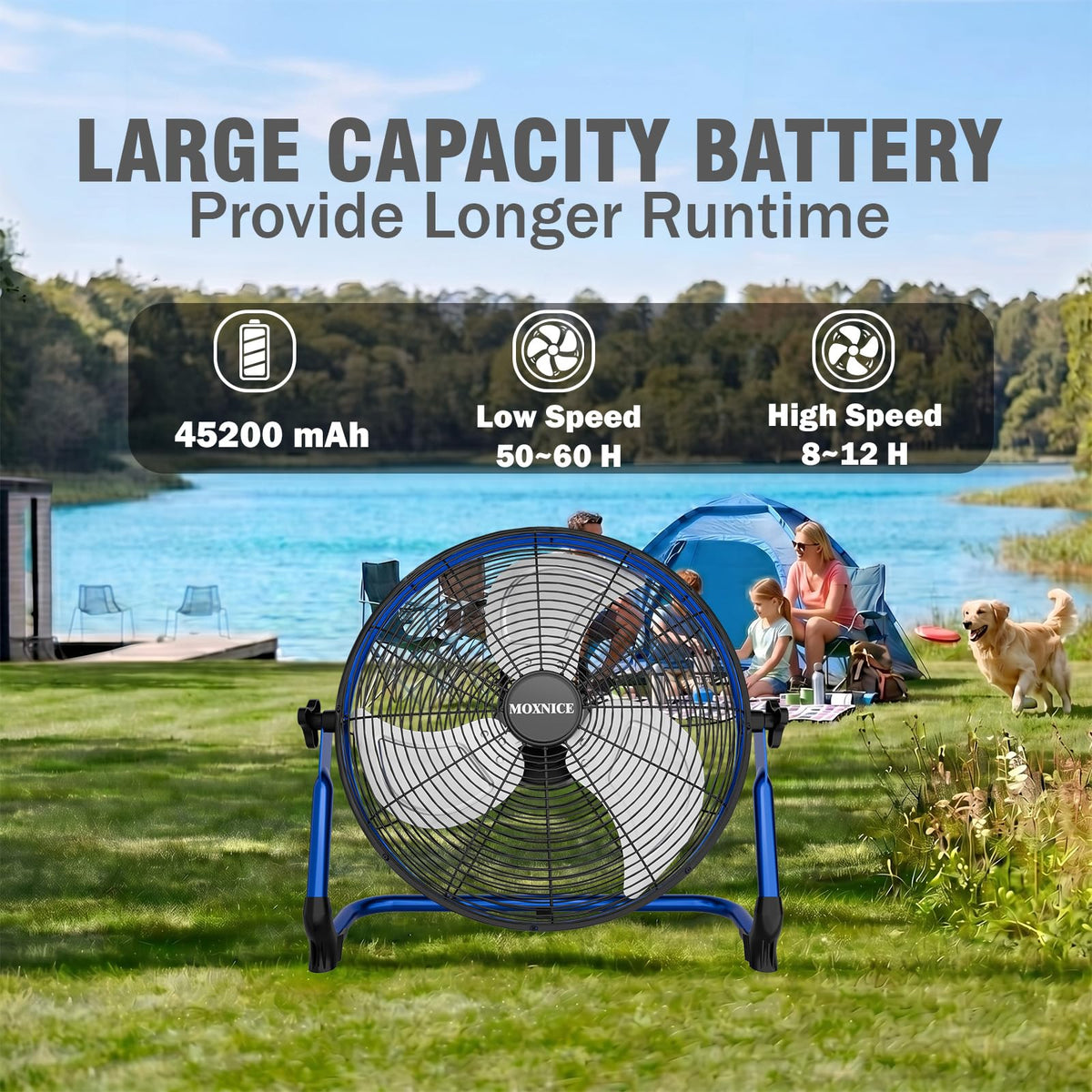 20" Portable Rechargeable Battery Operated Floor Fan U280879