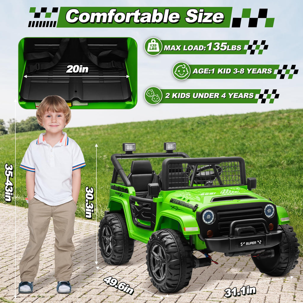 24V Ride on Car with Remote Control, 2 Seater 4WD/2WD Truck, Green U493