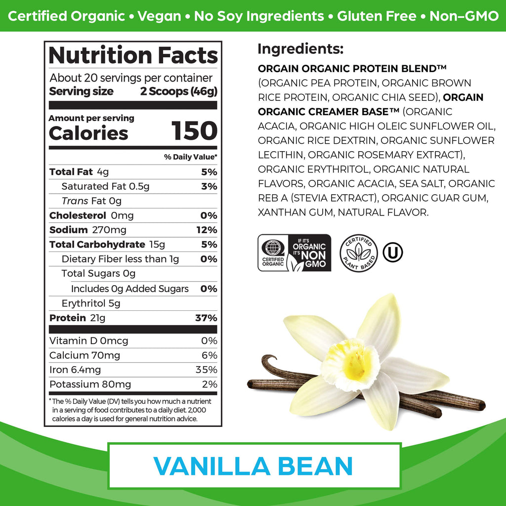 Organic Vegan Protein Powder Chocolate Peanut Butter and Vanilla Bean 4.06 Lbs Q912567