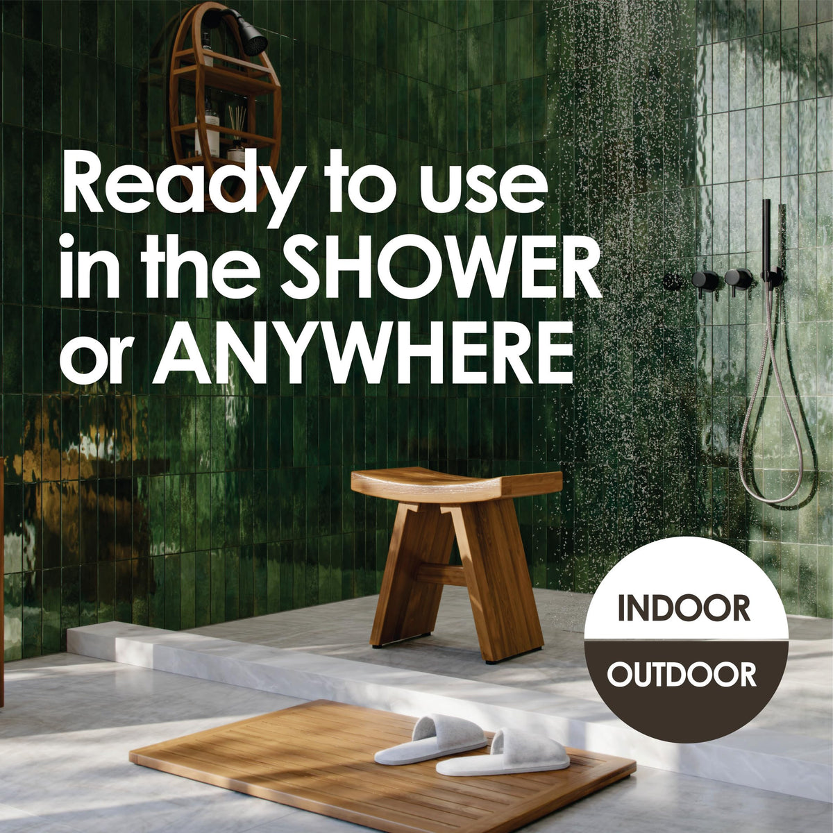 18" Teak Shower Bench with Shelf K59305