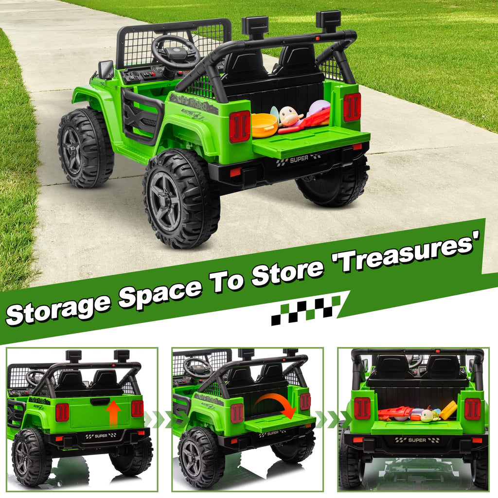 24V Ride on Car with Remote Control, 2 Seater 4WD/2WD Truck, Green U493