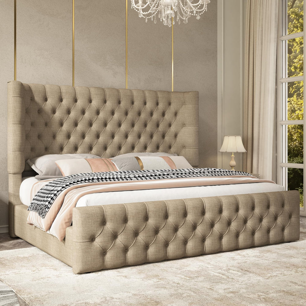 Cal King Bed Frame with Sleigh Headboard & Footboard Z120